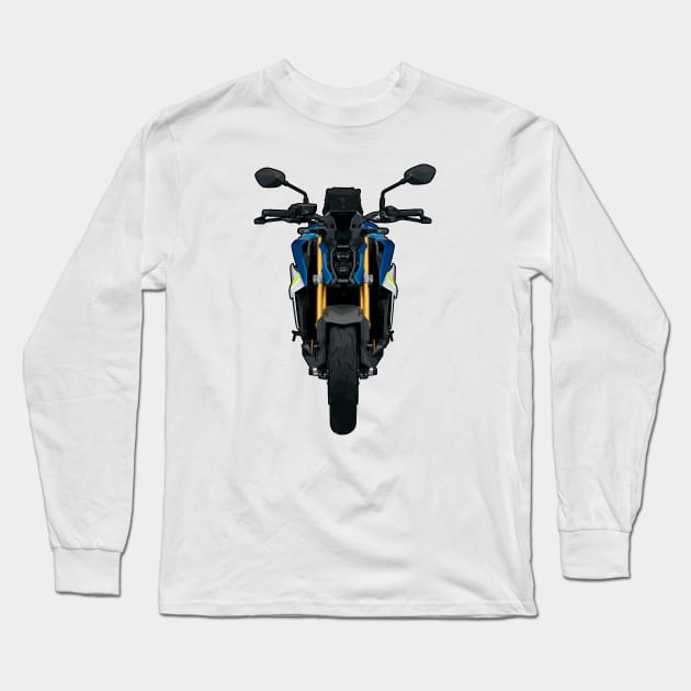 Blue GSX S1000 Front View Illustration Long Sleeve T-Shirt by KAM Std